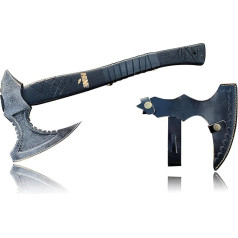 NovaHaven Tactical Tomahawk Axe with Sheath - Hand-Forged Battle Throwing Axe for Hunting, Bushcraft, Wood Cutting & Survival - Rugged Viking-Inspired Hatchet for Outdoor Enthusiasts