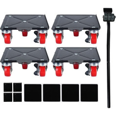 Furniture Transport Trolley, 5 Wheels, Furniture Lifter Set, 3000kg Load Capacity, Carbon Steel Furniture Transport Castors Set with Lever Bar for Sofa, Cabinet, 16 x 16 cm