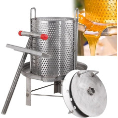 Manual Honey Extractor Equipment with Filter Bag, 2-in-1 Presser Extractor for Honey & Beeswax, Stainless Steel Honey Separator for Home/Commercial Beekeeping (12 L), A