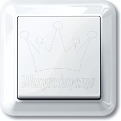 CrazyShirt Light Switch Sticker Crown with Name of Choice White Gloss