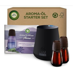 Air Wick Aroma Oil Bottle Starter Set – Air Wick Diffuser with 2 Refills – Floral Room Fragrance with Essential Oils – Fragrance: Relaxing Lavender – 2 x 20 ml Oil with Device in White