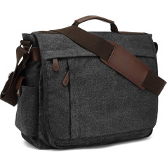 CALIYO Men's Canvas Shoulder Bag School Bag Queformat A4 Laptop Bag for 15.6 Inch Laptop Work Bag Briefcase
