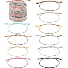 FRIUSATE Pack of 30 Friendship Bracelets, Handmade Braided Wrap Bracelet, Children's Girls Bracelet, Woven Thin Bracelets, Friendship Bracelet for Women and Girls, Cotton