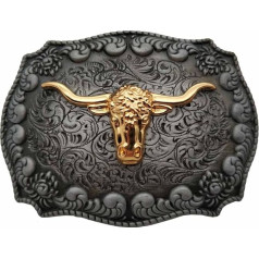 Xwest Golden Long Horn Bull Western Belt Buckle, gold