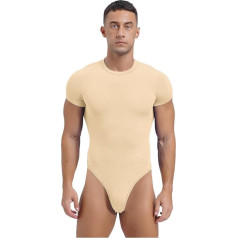 iEFiEL Men's Short Sleeve Body Top Sporty Leotard Breathable Overall Short Full Suit One-Piece Bodysuit Underwear