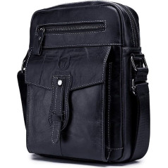 MANNUOSI Men's Shoulder Bags Business Fashion Handbags Genuine Leather Vintage Handbags, black, Shoulder bags