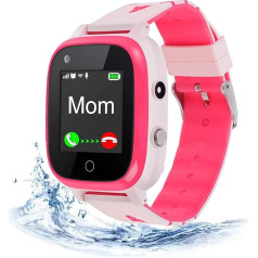4G Children's Smartwatch IP67 Waterproof Children's Watch with GPS Position, Camera, SOS, Call, Pedometer, Touch Screen, Video Chat Smart Watch for Boys and Girls (Pink T5)