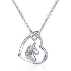 TECHEEL Einhorn Geschenk Mädchen Einhorn Kette Mädchen Einhorn Kinderschmuck Einhorn Anhänger Einhorn Schmuck Mädchen Halskette Mädchen Einhorn Geburtstagsgeschenk für Mädchen