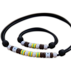 HANA LIMA Jewellery Set Surfer Bracelet Leather Bracelet Leather Chain Surfer Necklace, Leather, without stone