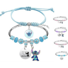 Pack of 2 Anime Adjustable Bracelets, Cartoon Charm Bracelet, Cartoon Adjustable Charm Bracelet, Blue Cartoon Bracelet for Girls, Birthday and Christmas Gifts for Girls, Mother's Day Gift, Stainless