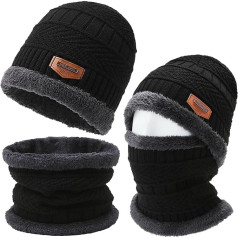 Axinyijia Winter Hat with Loop Scarf Set for Men Women Winter Beanie Warm Hat with Fleece Lining