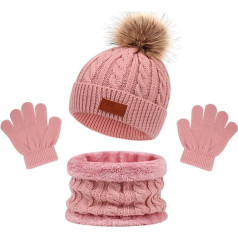 MAILEKT 3-in-1 Children's Winter Hat Scarf Gloves Set