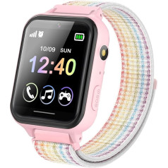 PTHTECHUS Smartwatch for Kids Girls Boys Nylon Strap 10 SOS Games MP3 Music Video Camera Alarm Clock Stopwatch Calendar Calculator Gifts for Boys Girls