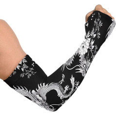 JUMBEAR Chinese Dragon Arm Sleeves for Women Men with Thumb Hole UV Sun Protection Cooling Sleeves for Gardening Sports Fishing a,One Size, a