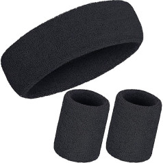 WILLBOND 3 Pieces Sweatband Set Including Sports Headband and Wrist Sweatbands Sweatband for Athletic Men and Women