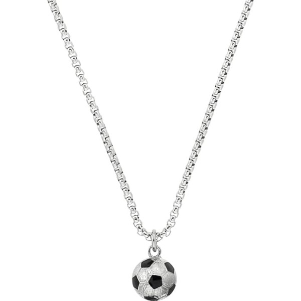 s.Oliver 2038011 Necklace with Pendant Stainless Steel Boys Children's Necklace 40 + 3 cm Silver Football Comes in Jewellery Gift Box, Stainless Steel, None