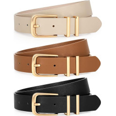 WERFORU Pack of 3 Women's Leather Belts Fashion Cute Waist Belt for Women Jeans Trousers Dresses