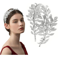 Hoshisea Goddess Crown, Leaf Headband, Goddess Headpiece, Wedding Hair Band, Silver, Used for Bridal Jewellery, Headpiece Made of Silver (Silver)