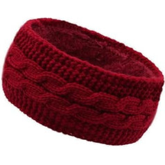 CHENGZI Plush Wool Knitted Headband, Winter Headbands, Women's Cable Knit Headbands, Winter Chunky Ear Warmers, Suitable for Everyday Use and Sports (Red)