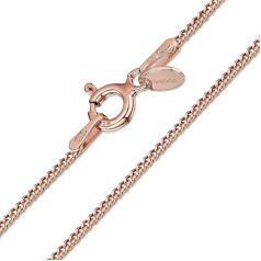 Amberta 925 Sterling Silver 14k Rose Gold Women's Necklace - Curb Chain - 1.3 mm - Various Lengths: 36 40 45 50 55 60 70 cm