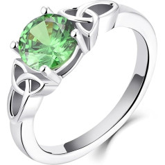 YL Celtic Ring 925 Sterling Silver 12 Birthstone Cubic Zirconia Solitaire Ring, Engagement, Wedding Ring for Brides, Women