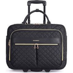 bagsmart Roller Laptop Bag Women's Roller Briefcase 17.3 Inch Laptop Bag with Wheels Laptop Bag Rollable Laptop Bag for Work, Travel, Business, Black/White, black