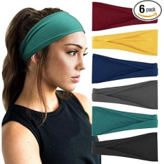 DRESHOW Pack of 6 Women's Headbands, Hair Band, Turban, Elastic Headband, Hair Accessories for Girls, Everyday, Yoga, Sports, Fitness