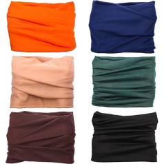 GESTAND Pack of 6 Tube Scarf Seamless Mouth Guard Breathable Face Mask Multifunctional Scarf Bandana Neck Warmer Loop Scarf Running Scarf Dust Protection for Men Women, Orange, navy, skin, dark green,