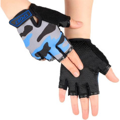 RUIXIB Children's Half Finger Gloves, Fingerless Gloves, Cycling Gloves, Outdoor Non-Slip Breathable Cycling Gloves, Sports Gloves for Cycling, Fitness, for Boys and Girls