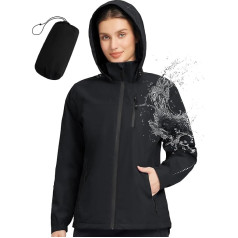 BALEAF Rain Jacket Women's Waterproof Breathable Hiking Jacket Outdoor Jacket Cycling Jacket with Hood Functional Jacket Transition Jacket Raincoat Windbreaker
