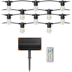 Saules apgaismojuma virtene - 1 virtene 20 m (20 gaismekļi) + 20 LED spuldzes 0,1W E27, 3000K + 1 bezmaksas spuldze