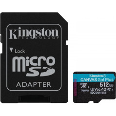 Microsd karte 512gb canvasgo! plus 200mb/s a2 u3 v30 + adapteris