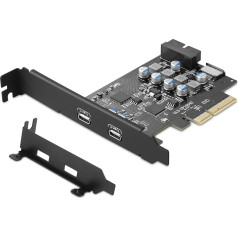 YEELIYA USB C PCIE Card, PCIe 4X to 10 Gbps Card with 2 x Type C & 2 Internal Ports (Type-E, 19 Pin USB 3.0 Header) PCI Express Front Panel Adapter for Desktop PC Windows Mac OS