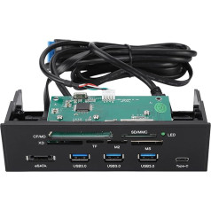 KIMISS 5.25 Inch Multifunctional Internal Card Reader Dashboard, PC Faceplate with High Speed USB 3.0 Interface