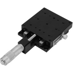 Keenso SEMX80-AC Micrometer Manual Precision Linear Displacement Trimming Bearing Sliding Table X-Axis 80 x 80 mm Platform Size Mechanical Drives