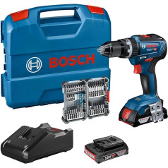 Bosch Professional 18 V System GSB 18 V-55 Cordless Impact Drill (Max. Torque 55 Nm, Incl. 2 x 2.0 Ah Battery and Charger, 35-Piece Impact Accessory Set, in L-Case), Amazon Exclusive Set