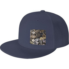 YFSGDLBN Steampunk-Baseballkappe mit mechanischen Zahnrädern, bedruckt, verstellbar, neutrale Sportmütze, marineblau, 4-7