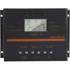 Solar Charge Controller 12V 24V 80A Solar80 Car PWM Solar Panel Charge Controller LCD Display