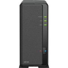 Synology DS124 1-Bay Diskstation NAS (Realtek RTD1619B 4-Core 1.7 GHz 1GB DDR4 RAM 1xRJ-45 1GbE LAN Port) 4 TB Bundle with 1 x 4 TB WD Red Plus HDD (WD40EFPX - 68C6CN0)