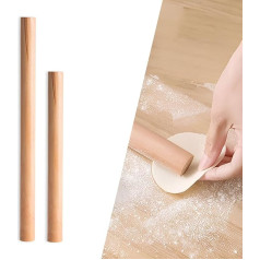 DBAILY Beech Wood Rolling Pin, No Handles, Professional Wood Feel, Smooth, Non-Stick Coating, Suitable for Pastry Making, Dumplings, Baking Utensils (30cm+40cm)