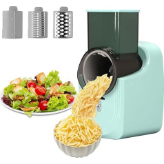 Electric Cheese Grater Rotary Grater Electric Grater for Kitchen with 3 Sets of Blades, 3 in 1 Multi Rotary Cheese Grater Vegetable Slicer for Fruit and Vegetables (Green)