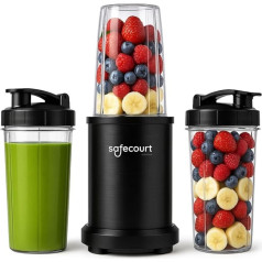 Safecourt Stand Mixer - Powerful Smoothie Maker, Mixer & Blender To-Go [1000 W] - for Smoothies, Shakes, Soups, Dips and More [Includes 2 x 700 ml BPA-Free To-Go Cups]