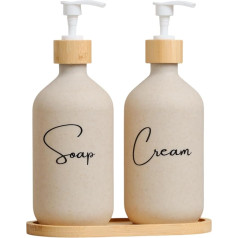 Soap Dispenser Set Bathroom Modern Hand Soap Container Soap Dispenser and Body Lotion Dispenser Set Elegant Soaps and Cream Dispenser Set Refillable for Bathroom Hotel Guest Toilet High Quality Design