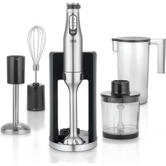 Premium 1200 W Hand Blender Set – Includes 5 x Accessories & Splash Guards I Continuously Adjustable & Turbo I Electric Hand Blender Purée Wand Stainless Steel Wand Mixing Rod Purifying Wand