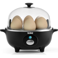 YASHE Egg Cooker, 360 W Compact Egg Cooker, Multifunctional, 7 Eggs Easy to Pell, Soft, Medium, Hard Boiled, Egg Cup, Omelet Maker, Steamer, Beep, Indicator Light, BPA-Free