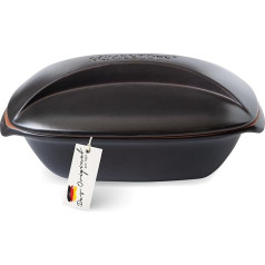 Römertopf CULINARIO Roasting Dish for 4 People, 3 Litre Casserole Dish with Ceramic Lid, for Stewing, Roasting and Steaming, Oven-Safe, Black