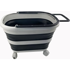 17L Collapsible Plastic Laundry Basket with Handle and Wheels, Foldable Pop-Up Storage Container/Organiser with Handle and Wheels, Portable Washing Tray (Grey/Slate Grey)