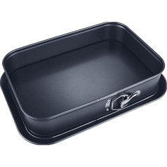 Rectangular Springform Cake Tin, Non-Stick Cake Tin, 39 x 28 cm, Live Baking Moulds, Black Non-Stick Coating, Easy to Use and Easy to Clean, Suitable for Baking at Home (Black)
