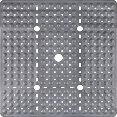 Shower Mat Non-Slip 70 x 70 cm Grey: Shower Mat Non-Slip Comfortable Non-Slip Shower Mat Large Quick Drying BPA-Free with Suction Cups