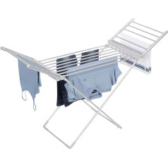 Daewoo HEA1874 Foldable Portable Heated Clothes Airer, 230W, 15kg Max Load, 1.4m Cable, Low Operating Cost and Folded Wings, White, Aluminium